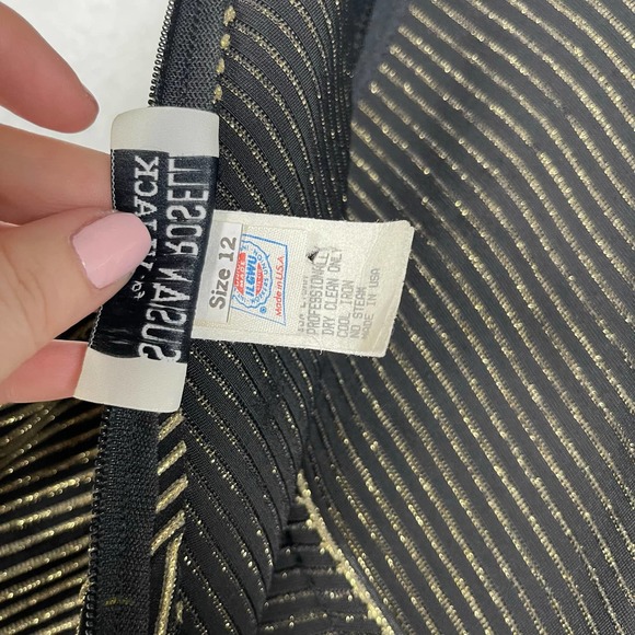 Susan Roselli Vintage 80's Glam Cocktail Fitted Maxi Gown Dress Gold Black Sz 12 - Picture 11 of 16